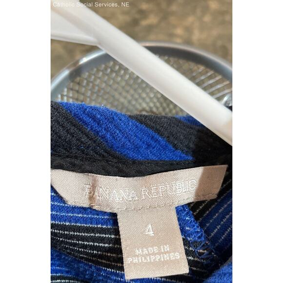 Banana Republic Blue Black Women's Striped Retro 90s Fit & Flare Dress - Size 4 - Picture 6 of 6